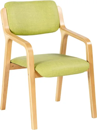 Vista 3 de CLATINA Sillas de comedor, sillas de comedor modernas de mediados de siglo, sillas de cocina tapizadas de tela con brazos y patas de madera maciza
