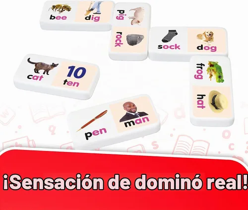 Vista 3 de Junior Learning Juegos educativos de acción de dominó de palabras rimantes, multicolor, modelo: JL490