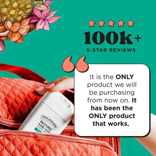 Vista 3 de Poo-Pourri Before-You-Go - Aerosol para inodoro de bolsillo, artículos esenciales de viaje, Beach Bum, 1 onza líquida, hasta 50 usos, desodorante