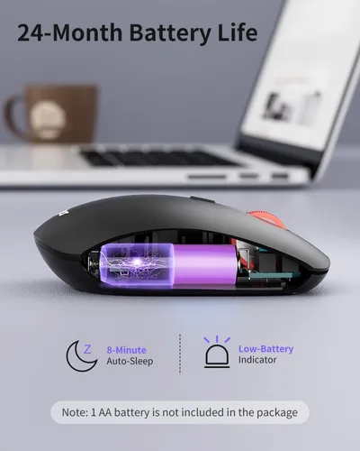 Vista 5 de Ratón inalámbrico, mini mouse inalámbrico delgado de 2.4G, agarres ergonómicos, 5 niveles ajustables 4000 DPI, pequeños ratones ópticos portátiles
