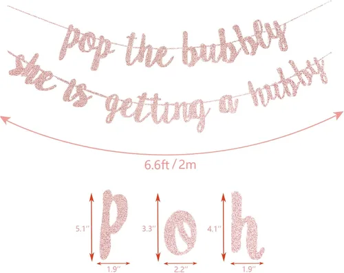 Vista 3 de Decoraciones para despedida de soltera, despedida de soltera, pancarta de compromiso con la frase "Pop The Bubbly She is Getting a Hubby" para boda