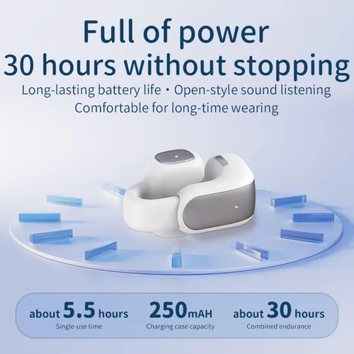 Vista 6 de Auriculares inalámbricos con clip de oreja abierta, Bluetooth 5.4, con clip, reducción de ruido de llamadas ENC, comodidad ligera, ajuste estable