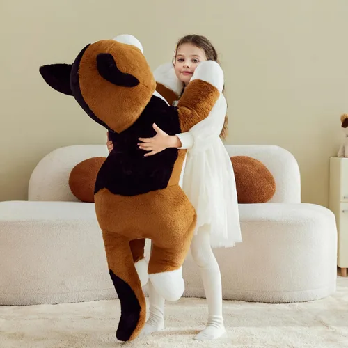 Vista 4 de IKASA Juguete de peluche de gato calicó gigante, juguetes suaves grandes y grandes, 30 pulgadas, tamaño enorme, lindo peluche mullido de gran