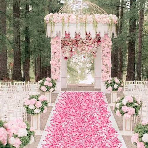 Vista 7 de obmwang 2000 pétalos de rosa de seda artificiales para decoración de flores de boda. Rosa y rosa