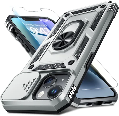 Vista 21 de Janmitta Funda para iPhone 8 Plus/7 Plus/6 Plus, Cubierta de Teléfono con Cubierta Deslizante Integrada para Lente de Cámara + Protector