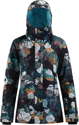 Vista 11 de GSOU SNOW - Chaqueta de esquí para mujer, abrigo de nieve, impermeable, cortavientos, chaqueta de snowboard, aislada, cálida, para invierno