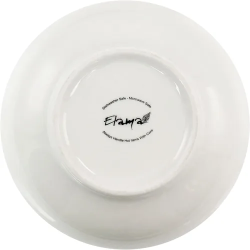 Vista 9 de Elama Camellia - Juego de vajilla de 16 piezas con tazones dobles de porcelana