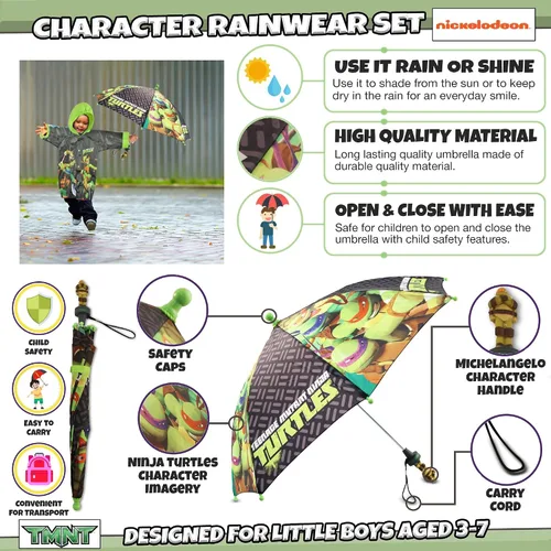 Vista 4 de Nickelodeon TMNT - Juego de ropa de lluvia para niños pequeños de 2 a 3 años