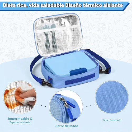 Vista 4 de WyfKyd Set de lonchera Bento con contenedor térmico de sopa para niños y Azul