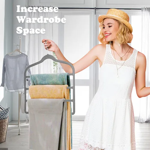 Vista 7 de Tinfol Perchas de terciopelo gris para pantalones que ahorran espacio, 4 perchas antideslizantes para pantalones, perchas para pantalones
