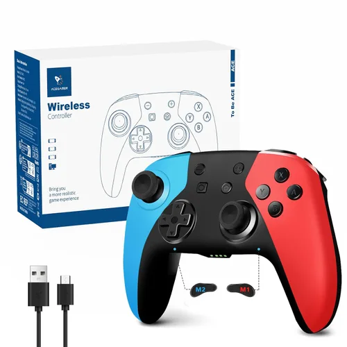 Vista 10 de AceGamer Wireless Pro Controller for Nintendo Switch/Lite/OLED/Switch 2/PC, 2 pack, Dual Vibration/Turbo/Ergonomic ! (Black&White)