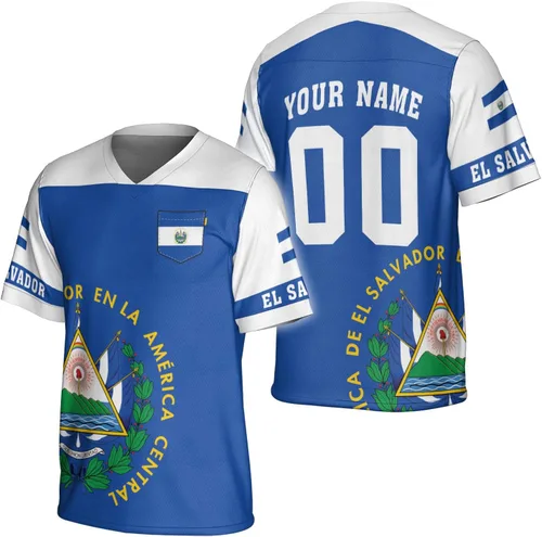 Vista 16 de Camiseta de fútbol de El Salvador personalizada de El Salvador Jersey de fútbol de El Salvador para hombres, camisas de El Salvador 3D