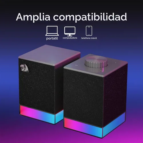 Vista 7 de Redragon Altavoz para juegos de PC GS517 RGB, BT 5.3 y conectividad dual