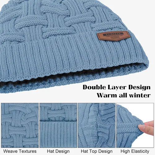 Vista 113 de Loritta Gorro de invierno cálido de punto grueso y holgado para hombre