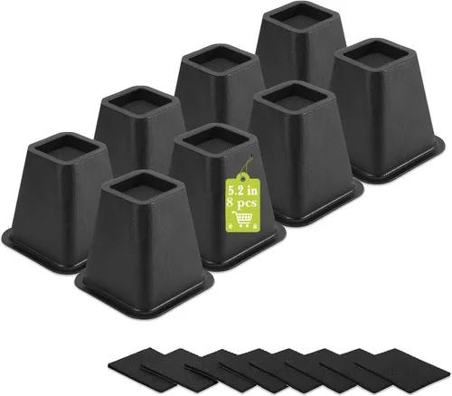 Vista 23 de Paquete de 12 elevadores de muebles de 1 pulgada, elevadores de cama ajustables resistentes para mesa, escritorio, sofá, gabinete, marco de cama