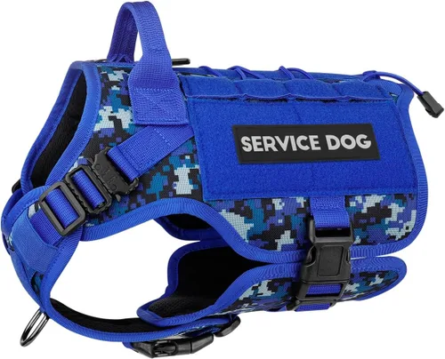Vista 30 de PETNANNY - Chaleco táctico para perro de servicio - Arnés de apoyo emocional sin tirones con parches de gancho y bucle y sistema Molle para Negro