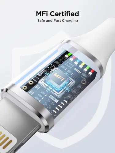 Vista 2 de Cargador de iPhone [certificado Apple MFi] Cable de carga rápida USB a Lightning de 6 pies, cable USB trenzado para teléfono compatible con iPhone