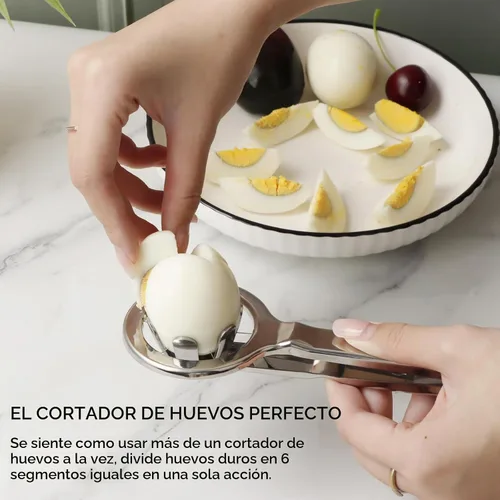 Vista 5 de Best Utensils - Cortador de huevos de acero inoxidable, divide huevos duros en 6 segmentos iguales en una sola acción