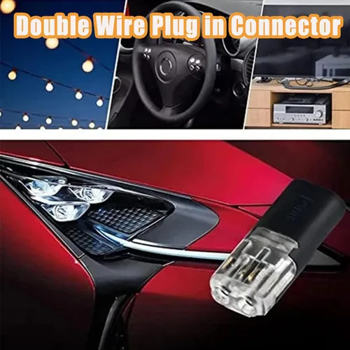 Vista 2 de Conectores de cable, conector de enchufe de doble cable, conector de cable de bajo voltaje, conectores eléctricos de tira de luz LED de 2 pines, sin