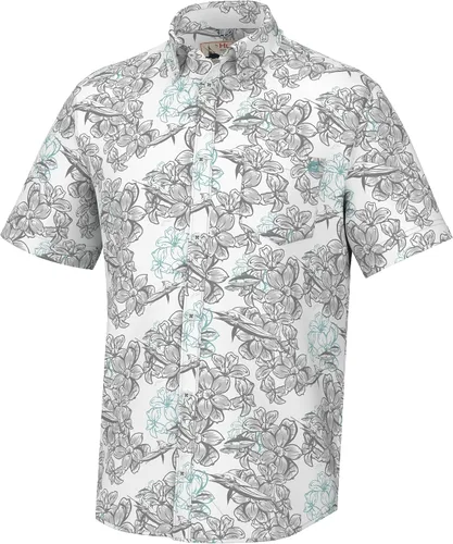 Vista 20 de HUK Camisa Kc Scott estampada Kona, camisa de rendimiento con botones de manga larga para hombre Fish Chaos - Blanco