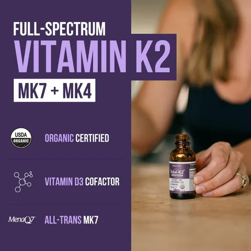 Vista 2 de Total K2® Vitamina K2 como MK7 y MK4 Cofactor Plus K1 y vitamina D3 – 620 mcg de K2 por porción – All-Trans MK7 de MenaQ7® – Vitamina K