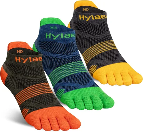 Vista 19 de Hylaea Calcetines deportivos para correr sin visibles, antiampollas, con tecnología Coolmax, sin costuras y antiolor 3 Pares Negro
