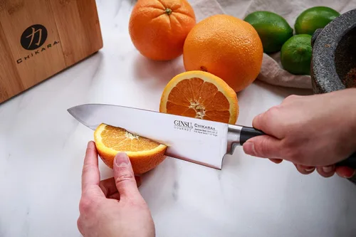 Vista 2 de GINSU Chikara Series - Cuchillo de chef forjado de 8 pulgadas, cuchillo de cocina de acero inoxidable 420J de alta calidad