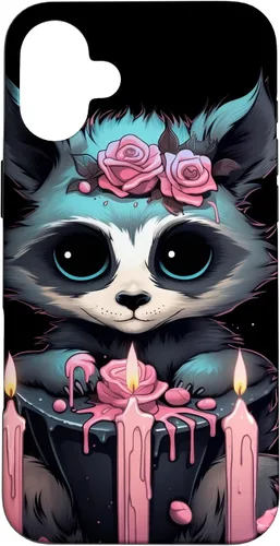 Vista 22 de iPhone 16 Pastel Goth Gothic Raccoon Anime Kawaii Nu Goth Aesthetic Case