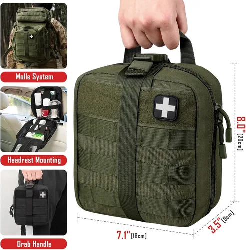 Vista 2 de LIVANS Bolsa de primeros auxilios vacía médica Ifak bolsa Molle EMT bolsas Rip-Away táctico militar trauma emergencia médica bolsa