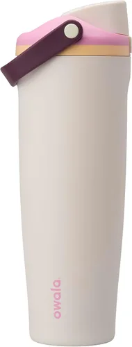 Vista 17 de Botella de agua Owala FreeSip con aislamiento de acero inoxidable con pico de dos vías, pajita incorporada y asa de cubo, fabricada para viajes