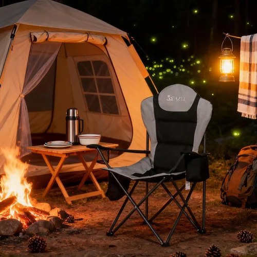 Vista 2 de Seazul Sillas de camping para adultos, silla de campamento, sillas plegables para exteriores, soporta 380 libras, sillas portátiles de viaje