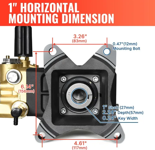 Vista 3 de YAMATIC Bomba de hidrolavadora horizontal de émbolo triple eje de 1 pulgada 4000 PSI 3.5 GPM, repuesto para Simpson AAA 90034, 90039,90038, Honda