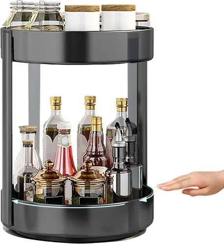 Vista 6 de Organizador de especias de metal grande giratorio de 12 pulgadas para gabinete de cocina, Lazy Susan giratorio para encimera, estante