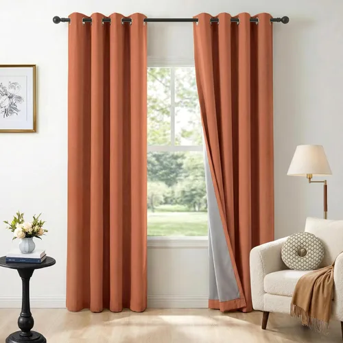 Vista 28 de Cortinas opacas de lino para dormitorio de 45 pulgadas de largo, cortinas beige con ojales para sala de estar, cortinas de oscurecimiento