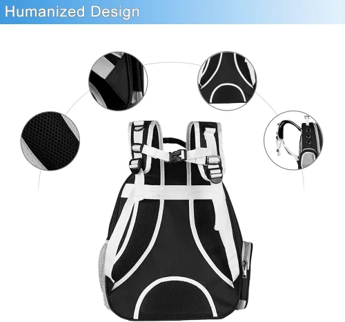 Vista 5 de Mochila para llevar a tu mascota (gatos, perros, conejos, etc.), aprobada por aerolíneas, mochila transparente con cápsula y ventilación