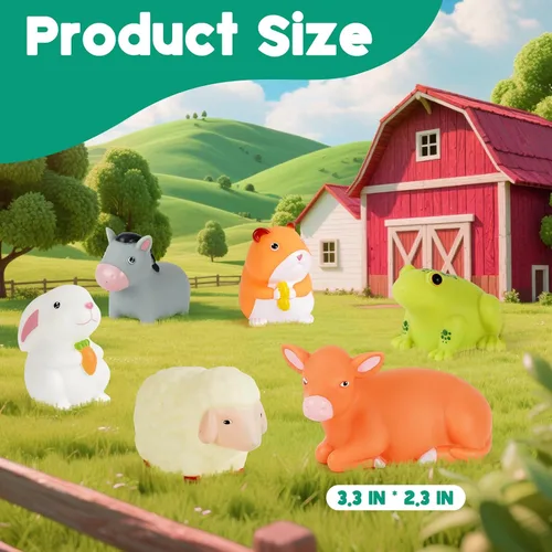 Vista 5 de Juguetes de baño para niños pequeños de 1 a 3: 6 piezas de juguetes de baño de animales de granja iluminados, juguetes de baño para bebés, juguete