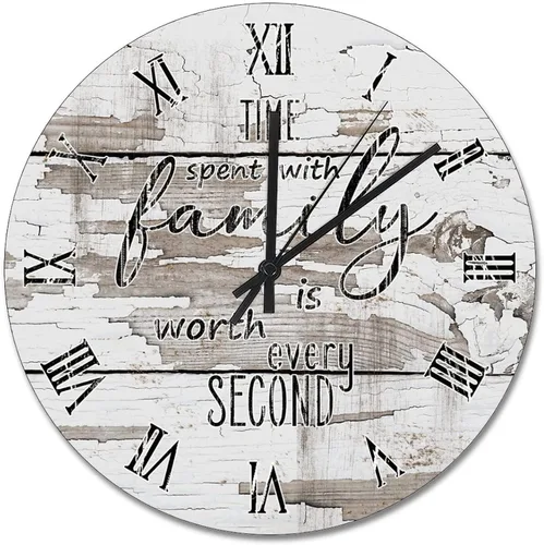 Vista 9 de Time Spent with Family is Worth Every Second - Reloj de pared de grano de madera de playa degradado de 10 pulgadas, funciona con pilas, reloj