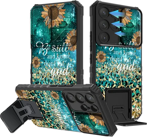 Vista 132 de Funda para Samsung Galaxy A13 5G/4G/A04S, Galaxy A13 5G con cubierta de cámara deslizante, funda de doble capa integrada con función atril