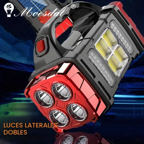 Vista 3 de IFTHFOUR Linterna Solar de Altos Lúmenes - Luz de Trabajo LED con USB-C Recargable, Impermeable, Linterna y Farol Multifunción para Acampar, Rojo