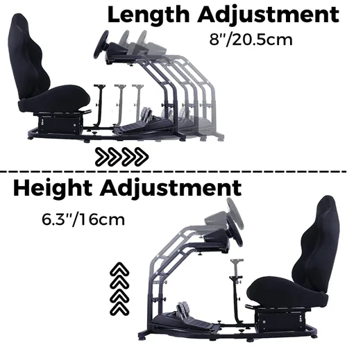 Vista 4 de Hottoby Driving Wheel Stand Racing Cockpit with Racing Seat Fit for PCXboxPS4 Racing Simulator Stand for Logitech G25 G27 G29 G920 G923 Thrustmaster