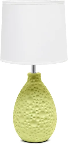 Vista 10 de Simple Designs LT1193-PNK Lámpara de mesa de cerámica ovalada refinada y texturizada de 14.17 pulgadas, para sala de estar, dormitorio, oficina, Rosa