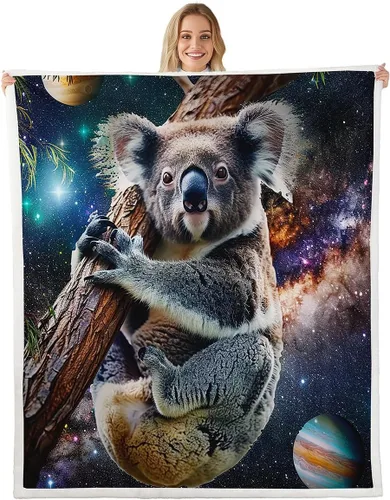 Vista 13 de Manfei Galaxy Kids Throw Blanket Starry Moon Planets Print Fuzzy Blanket for Boys Girls Room Decor, Outer Space Blanket for Bed Couch Sofa, Soft and