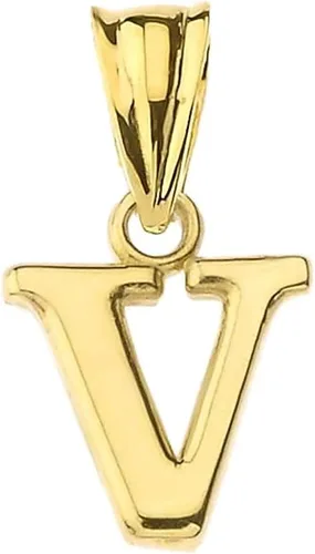 Vista 22 de Colgante de oro amarillo de 10 quilates con inicial A-Z con dije fino de 1/2 pulgada – Elección de letra inicial
