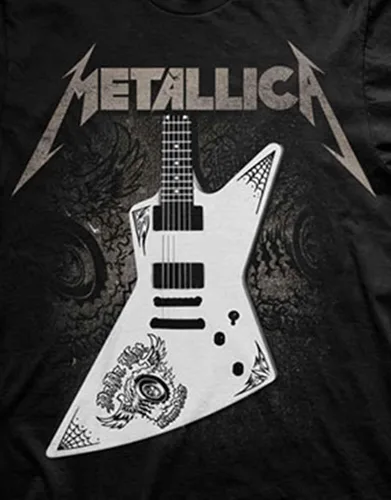 Vista 3 de Metallica Camiseta Papa Het Guitar Band Logo Oficial Hombres Negro