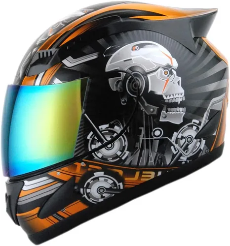 Vista 24 de 1Storm - Casco de cabeza completa para motocicleta, diseño de calavera mecánica HJDJ11