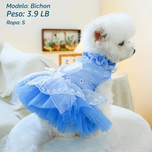 Vista 2 de ANIAC Daisy Vestidos para Perros Pequeños Hembra con Anillo para Correa, Nudo de Lazo Vestido de Boda para Cachorra, Traje de Gato de San Valentín