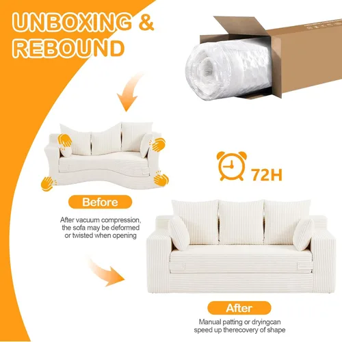 Vista 6 de Sofá cama convertible sin hueso de gran tamaño, sofá cama futón plegable, sofá cama tamaño Queen, sofá plegable sin hueso, sofá cama extraíble