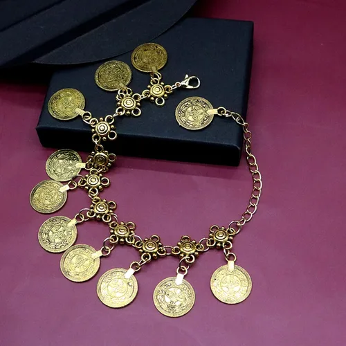 Vista 5 de FUAHXYES Pulseras encantadoras de monedas bohemias vintage de verano ajustables con borlas para la playa, tobilleras de cadena descalza para mujeres