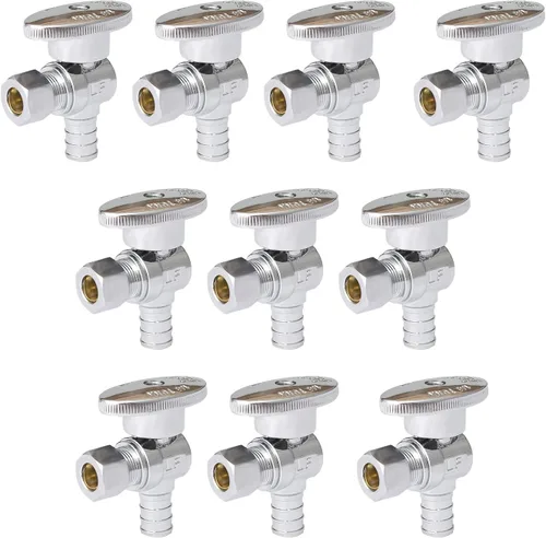 Vista 10 de Válvula de parada recta, 1/2 pulgada Pex X 3/8 pulgadas OD válvula de cierre recto de compresión con 1/4 de encendido/apagado