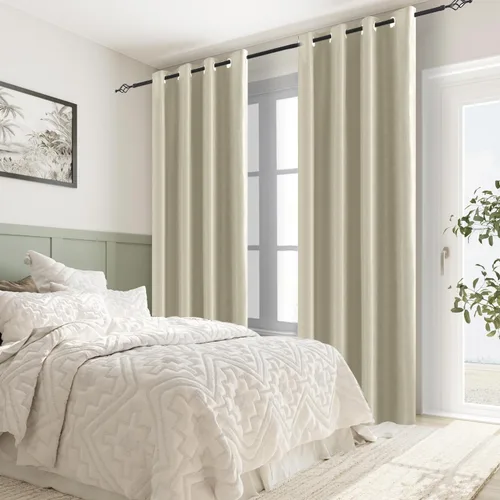 Vista 7 de Cortinas opacas 100% beige para dormitorio, cortinas de oscurecimiento de habitación de 84 pulgadas, cortinas opacas para sala de estar, cortinas
